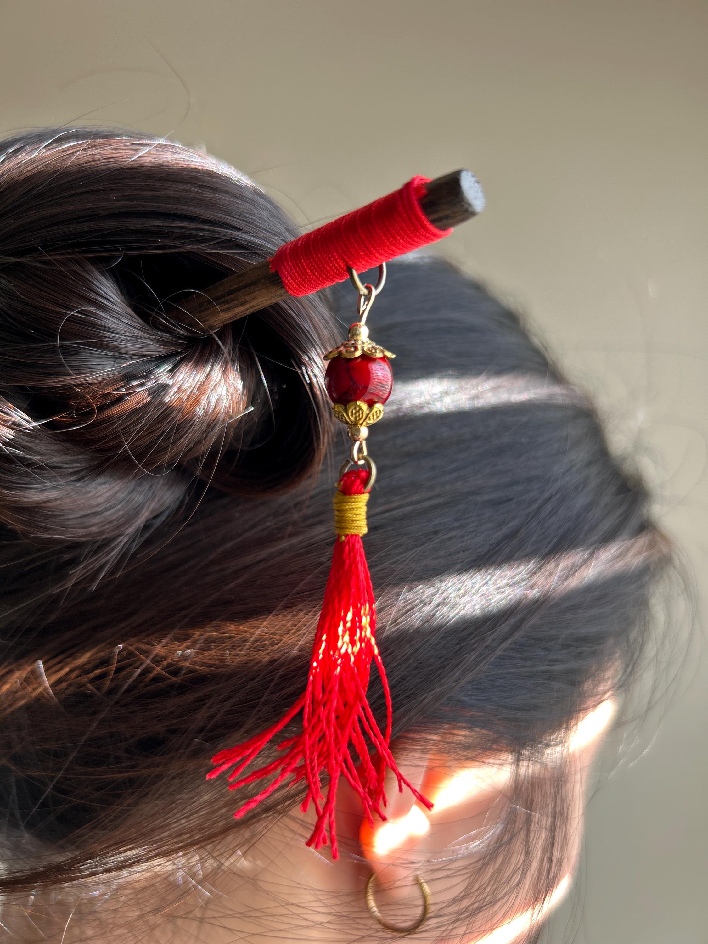 Scarlet Japanese Kanzashi Hair Stick, Asian Hair Accessory - Etsy