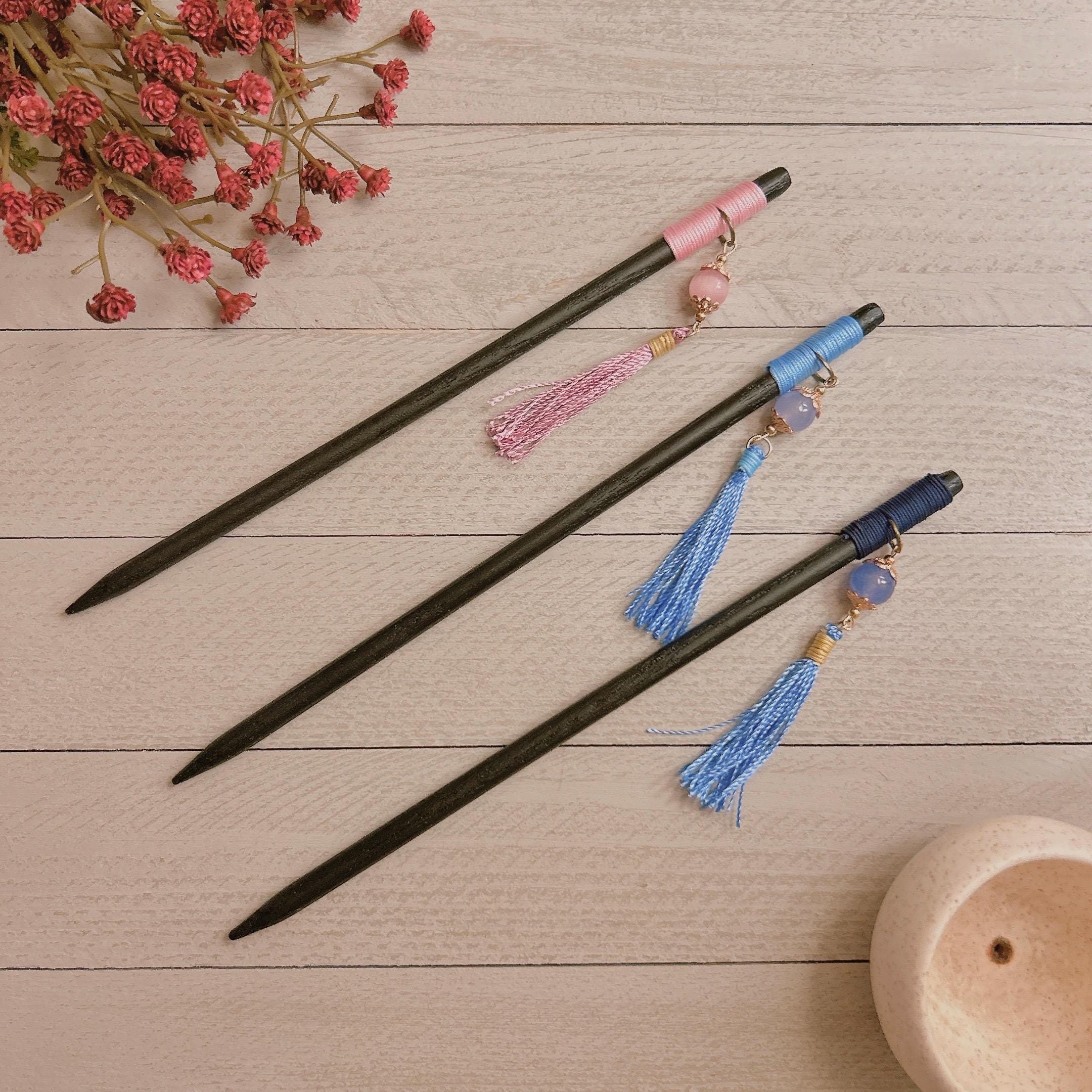 Handmade Freshwater Keshi Pearl Rose Quartz Wood Hair Stick Rose Quartz Kanzashi Hair Stick, Japanese Hair Accessory  main image 3