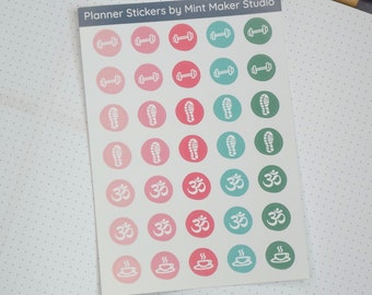 Wellness Tracking Planner Stickers - Pink and Green