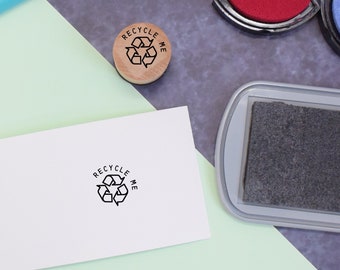 Recycle Me Symbol Mini Stamp - rubber stamp - packaging stamp - pen pal stamp