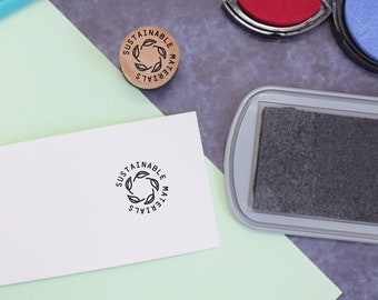 Sustainable Materials Symbol Mini Stamp - rubber stamp - packaging stamp - pen pal stamp