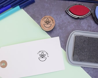 Compostable Symbol Mini Stamp - rubber stamp - packaging stamp - pen pal stamp