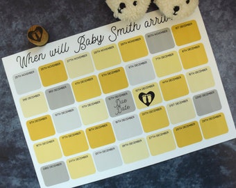 Personalized Colour Block Baby Shower Game - Sweepstake - Guess the birthday game - Baby footprint stamp