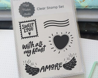 Clear Happy Mail Stamps - Love Letters - Amore