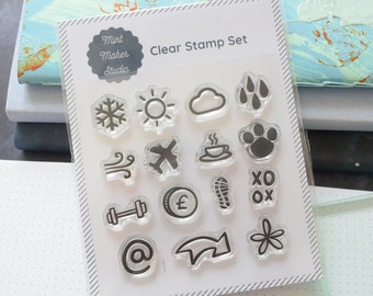 Clear Planner Stamps - Weather and Tracker Icons