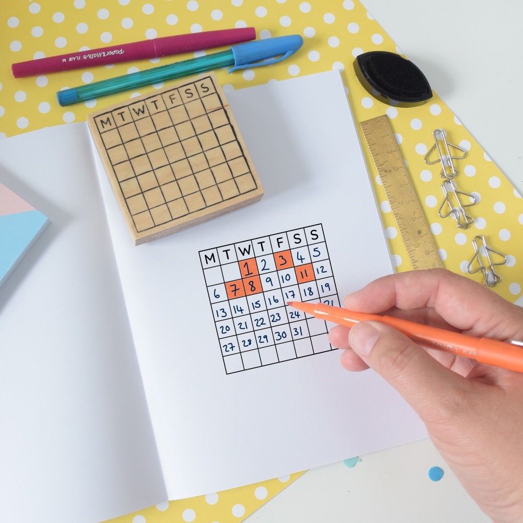 Month Calendar Stamp Planner Stamp Bullet Journal Stamp Etsy