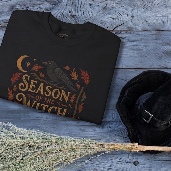 Women's Witchy Halloween Sweatshirt, Spooky Crewneck Witch Top, Autumn Vibes Festival Wear, Witchy Folklore Style, Dark Cottagecore Fashion