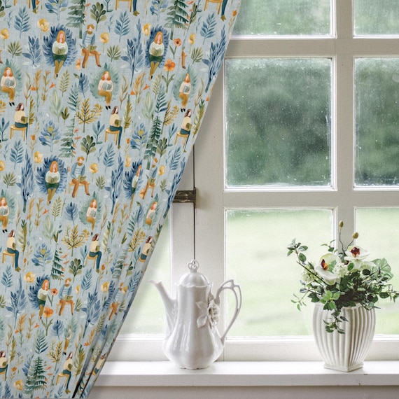Window Curtain, Book Lover Decor, Literary Botanical Aesthetic, Cottagecore Style,  Blackout Drape, Reading Nook, Whimsical Bibliophile Gift