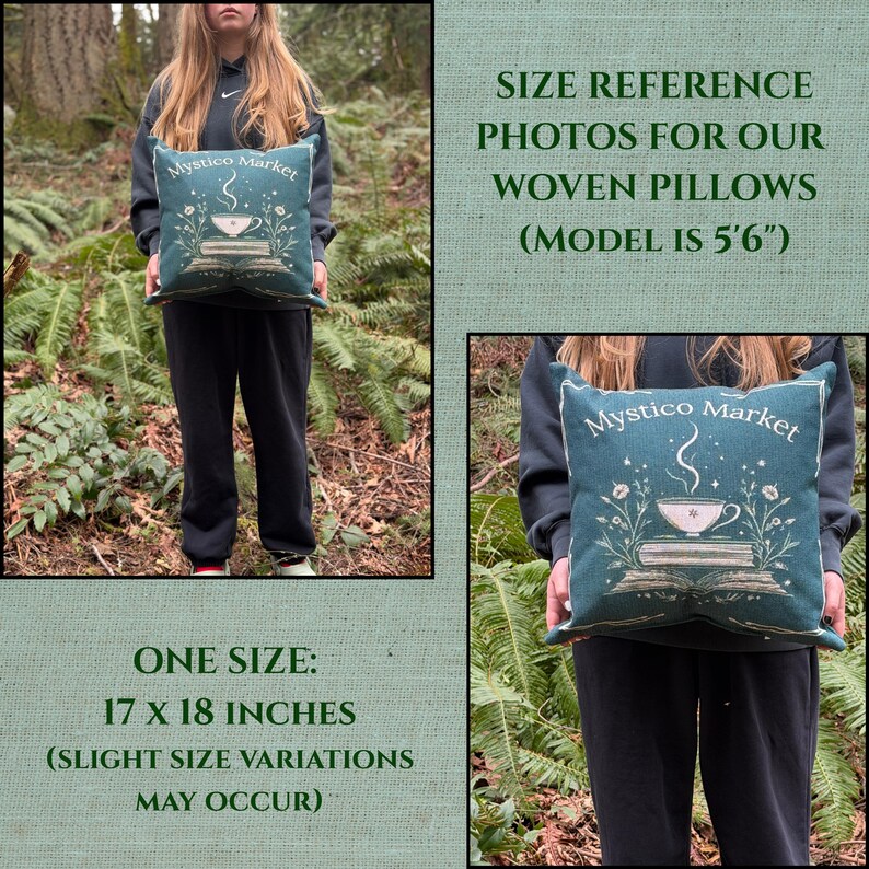 Bluebell Woven Tapestry Pillow – William Morris Style Dark Botanical, Arts & Crafts Green Throw Cushion, Cottagecore Decor image 7