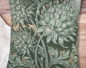 Cojín tejido con estampado botánico de alcachofas / Cojín floral verde