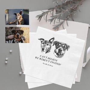 Personalized Pet Cocktail Napkins | Custom Dog Wedding Napkins | Cat Portrait Napkins | Customized Pet Decor for Bridal Showers | Cat Napkin