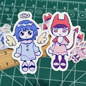 Pegatinas de vinilo de ángel y diablo para portátiles, diarios