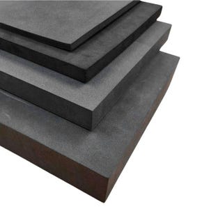 May include: Stack of four black foam sheets, each with a slightly different texture. The sheets are stacked on top of each other, with the largest sheet on the bottom and the smallest sheet on top.