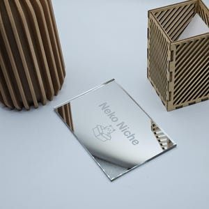 Custom Acrylic Mirror – Small Laser Engraved Mirror with Adhesive Back – Personalized Shapes & Sizes Available – 10.9cm x 7.6cm
