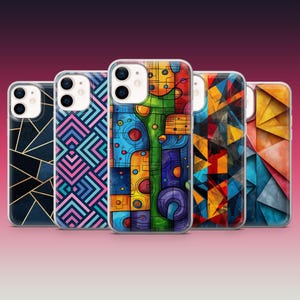 幾何学的形状の携帯電話ケース 3D シュールレアリズム カバー iPhone 16、15、14、13、Samsung S25 Ultra、S24Fe、S23、A16、A56、A26、A15、Pixel 9、8、7 用