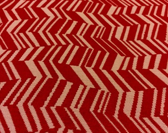 SALE! Drapey reversible wavy chevron red and white stripe polyester designer fashion fabric yardage remnant