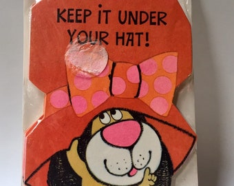 Vintage 1970s Keep it Under Your Hat deadstock MIP surprise party invitations Hallmark