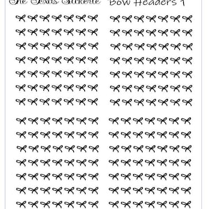 May include: A sheet of black and white bow stickers with the text "The Texas Stickerie Bow Headers 1".