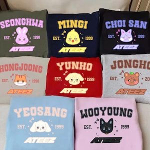 Camiseta de membro do Ateez, camiseta fofa do Aniteez, camiseta Ateez em sua fantasia, Ateez Hongjoong, Seonghwa, Yunho, Yeosang, San, Mingi, Wooyoung, Jongho