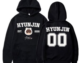 Spersonalizowana bluza z kapturem Stray Kids Member z 2 stron, koszulka Stray Kids World Tour, koszulka SKZ It Tap, bluza z kapturem Stray Kids DomiATE World Tour