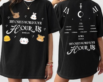 Camiseta linda de la gira Oneus 2025, camiseta de la gira Oneus Hourus, camiseta Kpop Oneus, camiseta de ONEUS Xion, Seoho, Leedo, Keonhee, Hwanwoong, gira Hour Us
