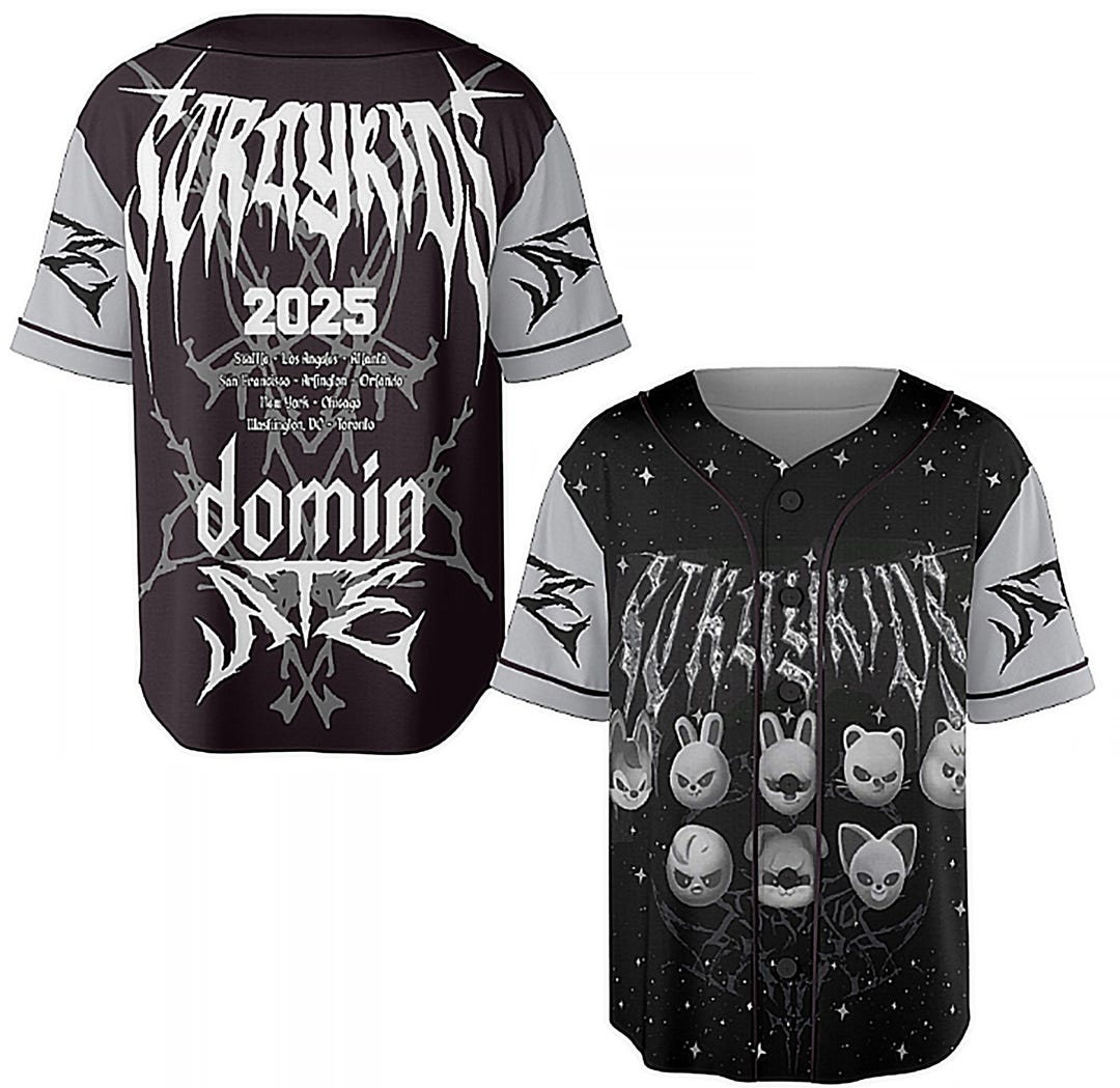 Stray Kids Domin Ate 2025 World Tour Baseball Jersey, Skzoo Evil