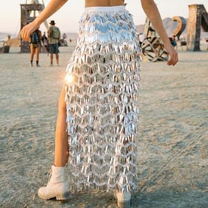 Holographic Sequin Maxi Skirt: Bohemian Rave Festival Style