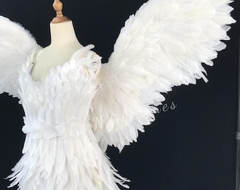 White Feather Angel Wings Set for Stage Performances, Birthday, Cosplay, and Special Occasions