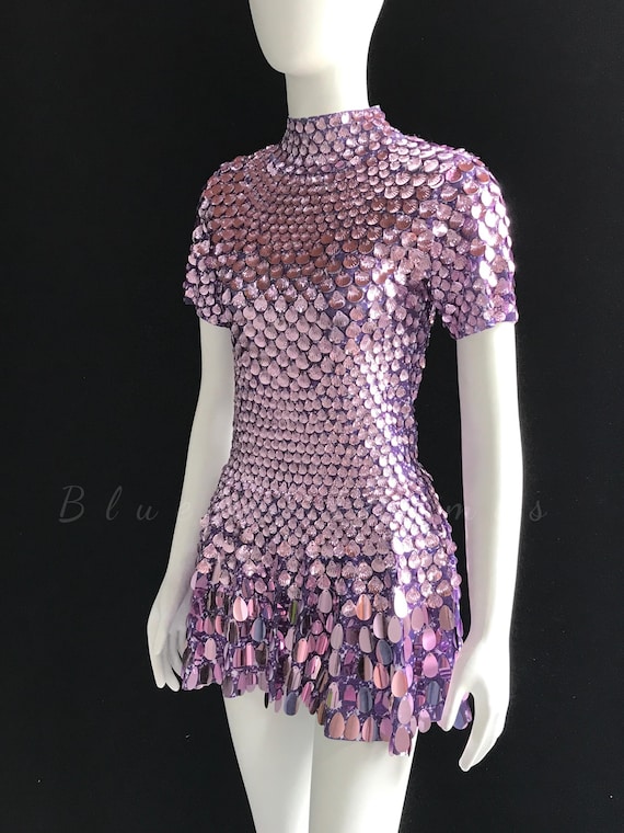 mermaid mini party dress One-Size Shell Sequin Mini Dress: Mermaid Bodycon Nightclub Party Dress