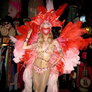 Custom Handmade Brazilian Carnival Ostrich Feather Samba Parade Costumes for Show, Performance, Nightlife