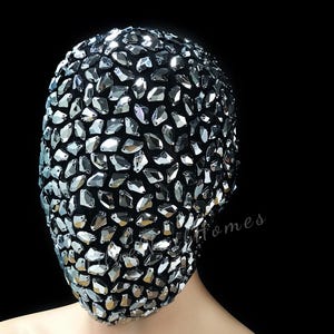 Black Gemstone Volcanic Rock Mask: Gothic Punk Masquerade Headpiece for Halloween, Rave, EDM, Festivals