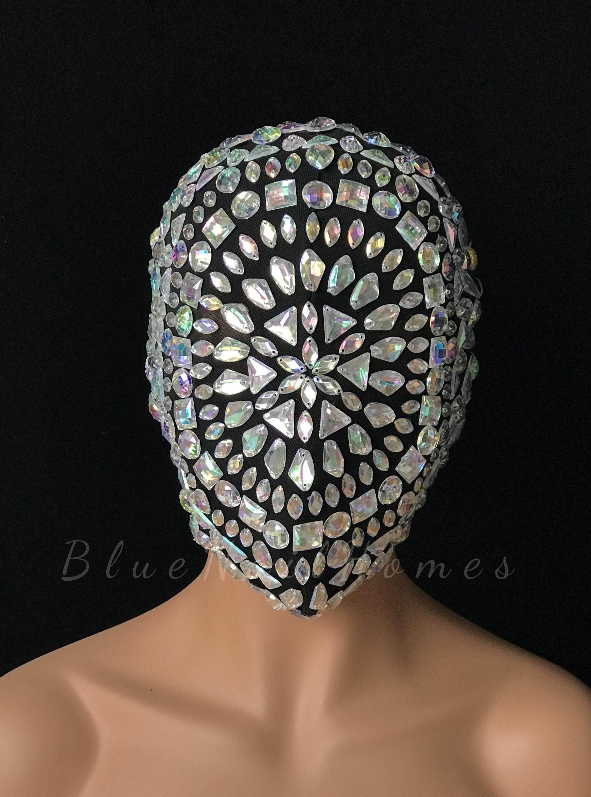 Mask With Rhinestone Iridescent Rhinestone Full Face Mask - Halloween Costume, Party Club ...