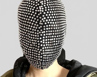 Masque intégral en cristal scintillant strass couvre-chef Rave Festival masque de fête déguisement d'halloween Cosplay accessoire streetwear