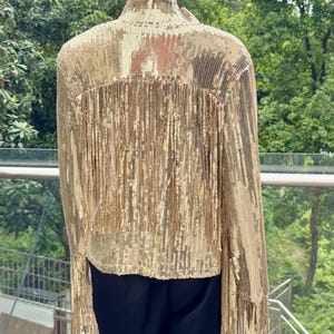 Gold Sequin Tassel Fringe Jacket: Party Disco Dance
