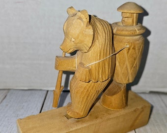 Carved Prim Folk Art Bear Toy