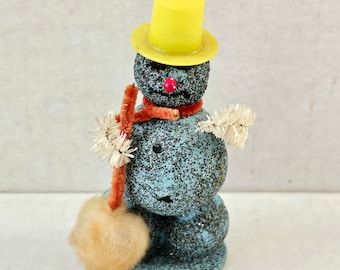 Vintage Blue Papier Mache Snowman Made in Japan