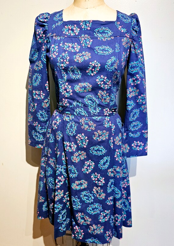 1970s Handmade Floral Print Dress