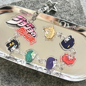 Ensemble de porte-clés en acrylique Jojo&#39;s Adventure : cadeau pour les fans de dessins animés kawaii