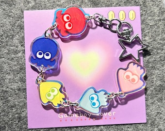 Llavero acrílico de Splatoon: Calamar y pulpo, regalo kawaii para gamers.