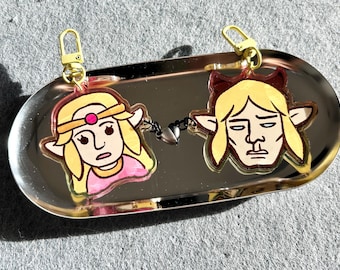 Zestaw breloków magnetycznych z serduszkami Zelda i Link: zabawny akrylowy prezent dla gracza