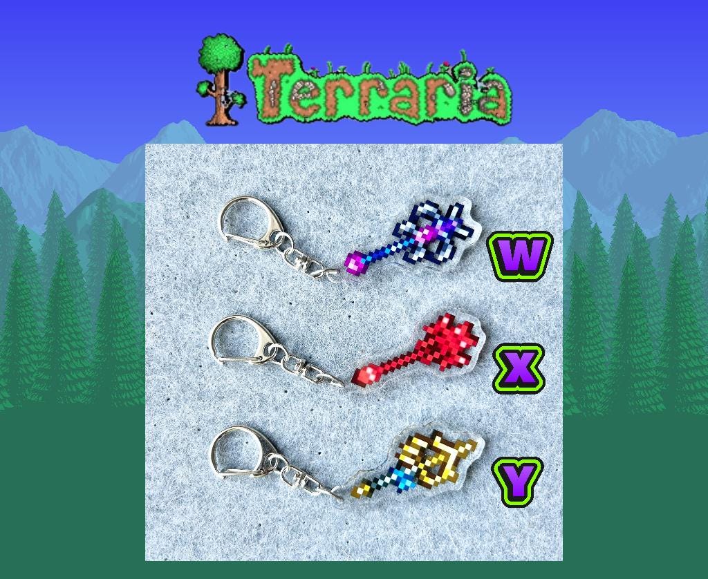Terraria 5CM Weapon Acrylic Keychain / Keyring - Handmade Video