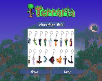 Terraria 5 CM Waffe Acryl Schlüsselbund / Schlüsselbund - Handmade Videospiel Geschenk für Gamer, Zubehör Sammlungen