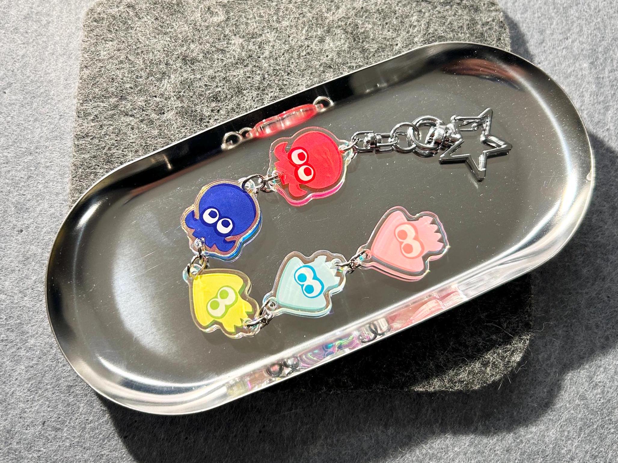 スプラトゥーン アクリルキーホルダーセット：イカ＆タコ カワイイ