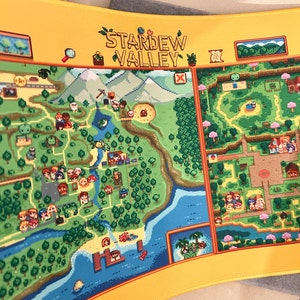 Stardew Valley volledige kaart laptopmat (geel) - videogamecadeau