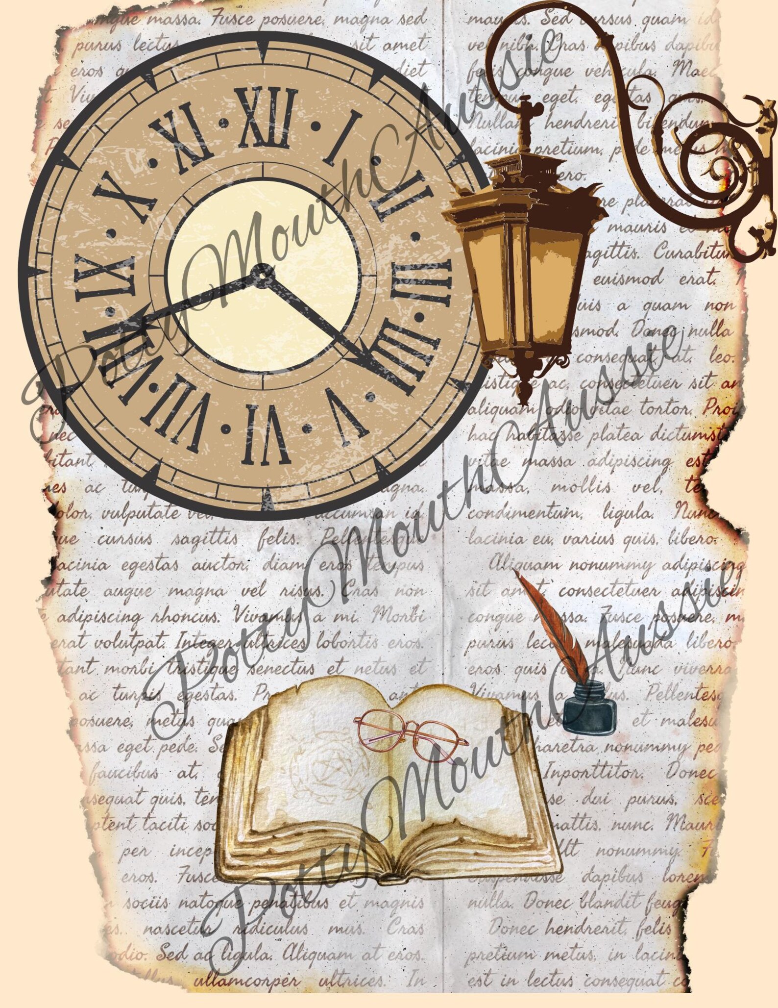 Vintage Clock & Key Junk Journal Pages – Printable Scrapbook Paper ...