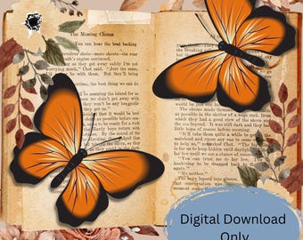 Digitaler Download Junk Journal Kit | Druckbare Ephemera, Zitat Seiten, Blumen & Insekten Collage Blätter Poesie und Zitat Hintergründe
