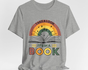Book Lover's Short Sleeve Tee, Reading Rainbow, Vintage Rainbow Book Shirt, Reading Gift Tee, Library T-Shirt, Unisex Casual Wear