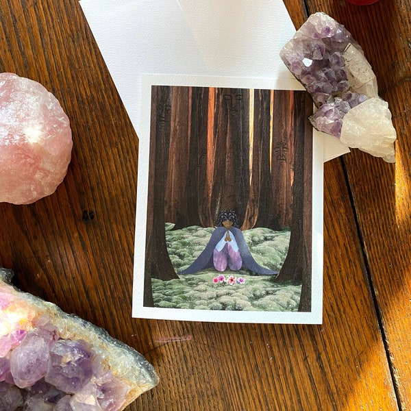 Gratitude Greeting Card | Star Seeker oracle deck holiday card, witchy gift, magical, mystical, divination, fantasy collage art