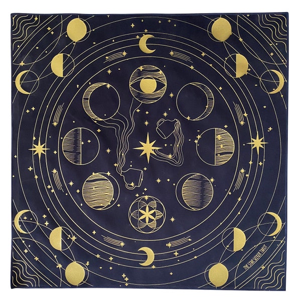 Tarot Altar Cloth - Faux Suede Velvet Midnight Blue - Star Seeker Tarot