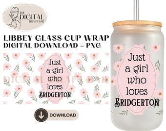 Copo de vidro Libbey de 16 oz em formato PNG Bridgerton para download digital.